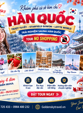GSTRAVEL SEOUL  TRƯỢT TUYẾT – STARFIELD SUWON – LOTTE WORLD 5N4D VJ 1-5/1/2027