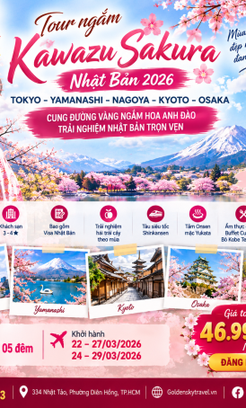 GSTRAVEL TOKYO – YAMANASHI – NAGOYA – KYOTO – OSAKA 6N5D THÁNG 3.2027 HOA ANH ĐÀO