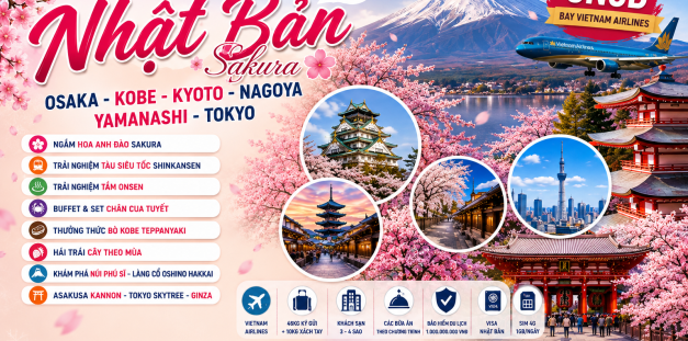 GSTRAVEL - CUNG ĐƯỜNG VÀNG 6N5D VNA THÁNG 1.4.2027 HOA ANH ĐÀO