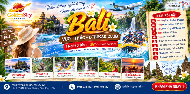 GSTRAVEL BALI 4N3D VNA MÙNG 2, 4 TẾT 2027