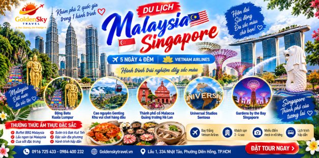 GSTRAVEL SINGAPORE MALAYSIA 5N4Đ VNA 30.12 TẾT TÂY 2027