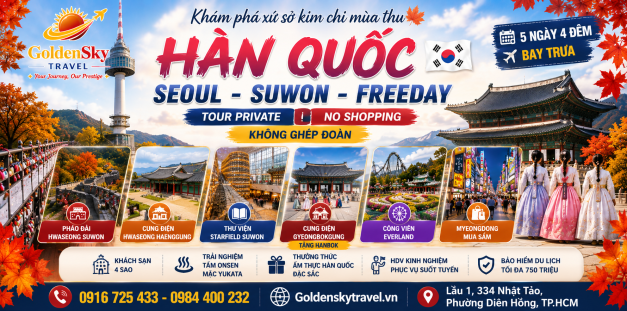 GS TRAVEL KOREA - SEOUL - NAMI - EVERLAND 5N5D NOSHOP (Khởi hành theo yêu cầu)