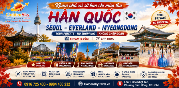GS TRAVEL KOREA SEOUL - SUWON - EVERLAND 6N5D NOSHOPPING (Khởi hành theo yêu cầu)
